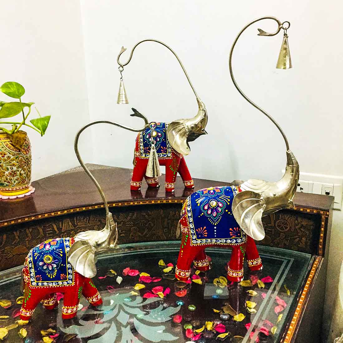 Antique Elephant Showpiece - For Table Decor & Living Room Decor -20 Inch-Set of 3 - ApkaMart