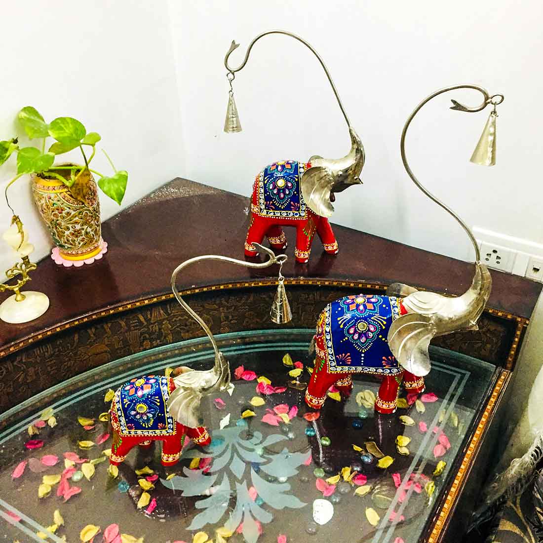 Antique Elephant Showpiece - For Table Decor & Living Room Decor -20 Inch-Set of 3 - ApkaMart
