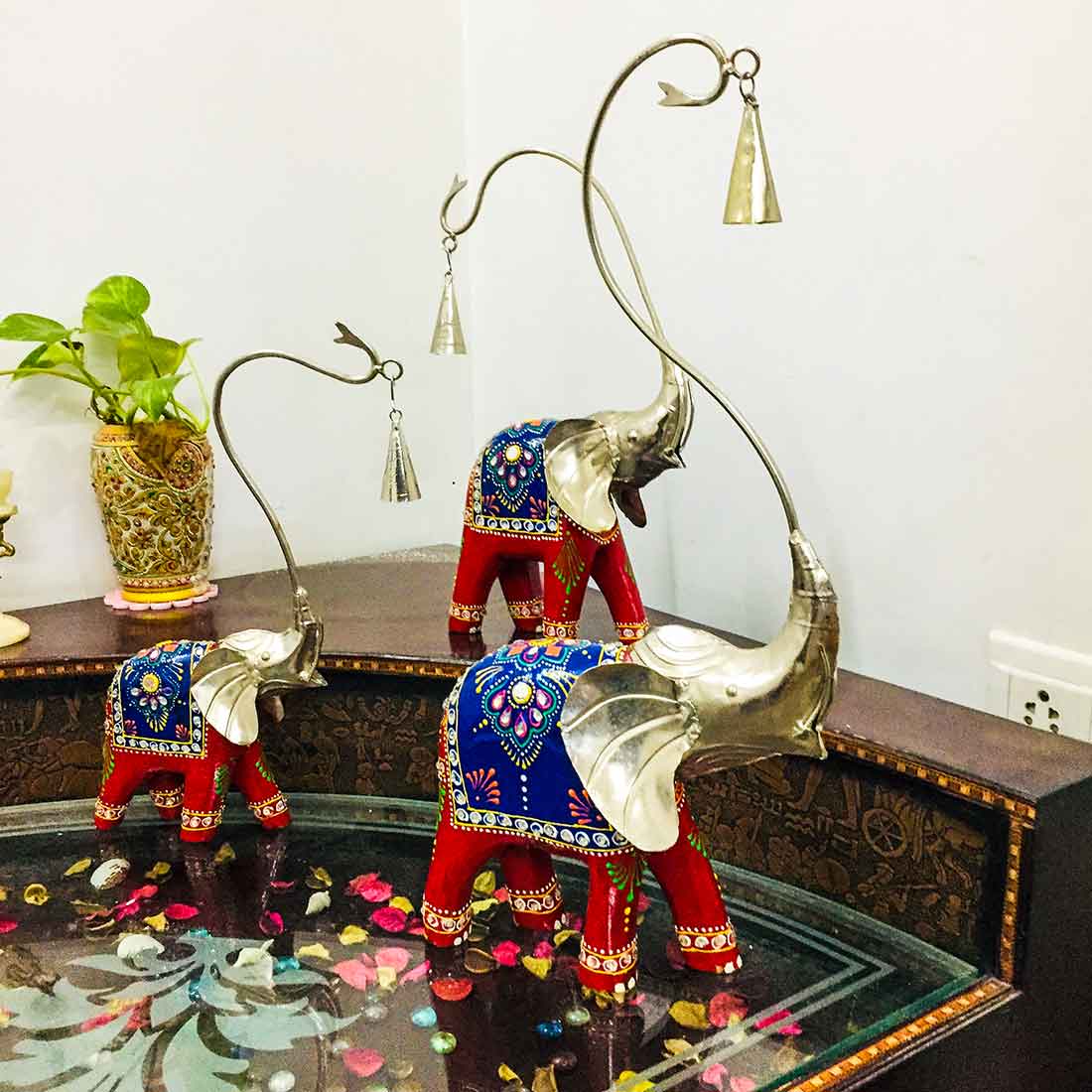 Antique Elephant Showpiece - For Table Decor & Living Room Decor -20 Inch-Set of 3 - ApkaMart