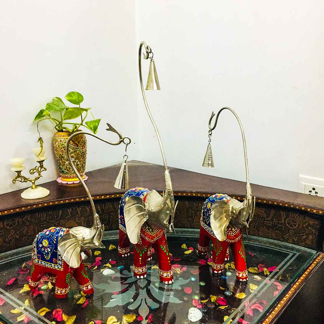 Antique Elephant Showpiece - For Table Decor & Living Room Decor -20 Inch-Set of 3 - ApkaMart