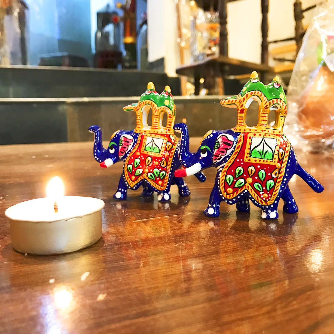 Elephant Pair Showpiece - for Good luck & Gifts - 3 inch - ApkaMart