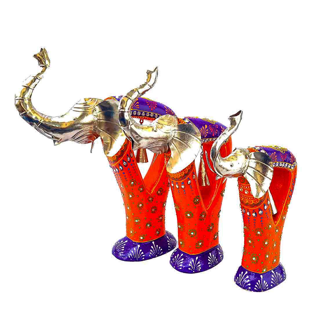 Antique Elephant Showpiece - For Table Decor & Living Room Decor - 16 Inch-Set of 3 - ApkaMart