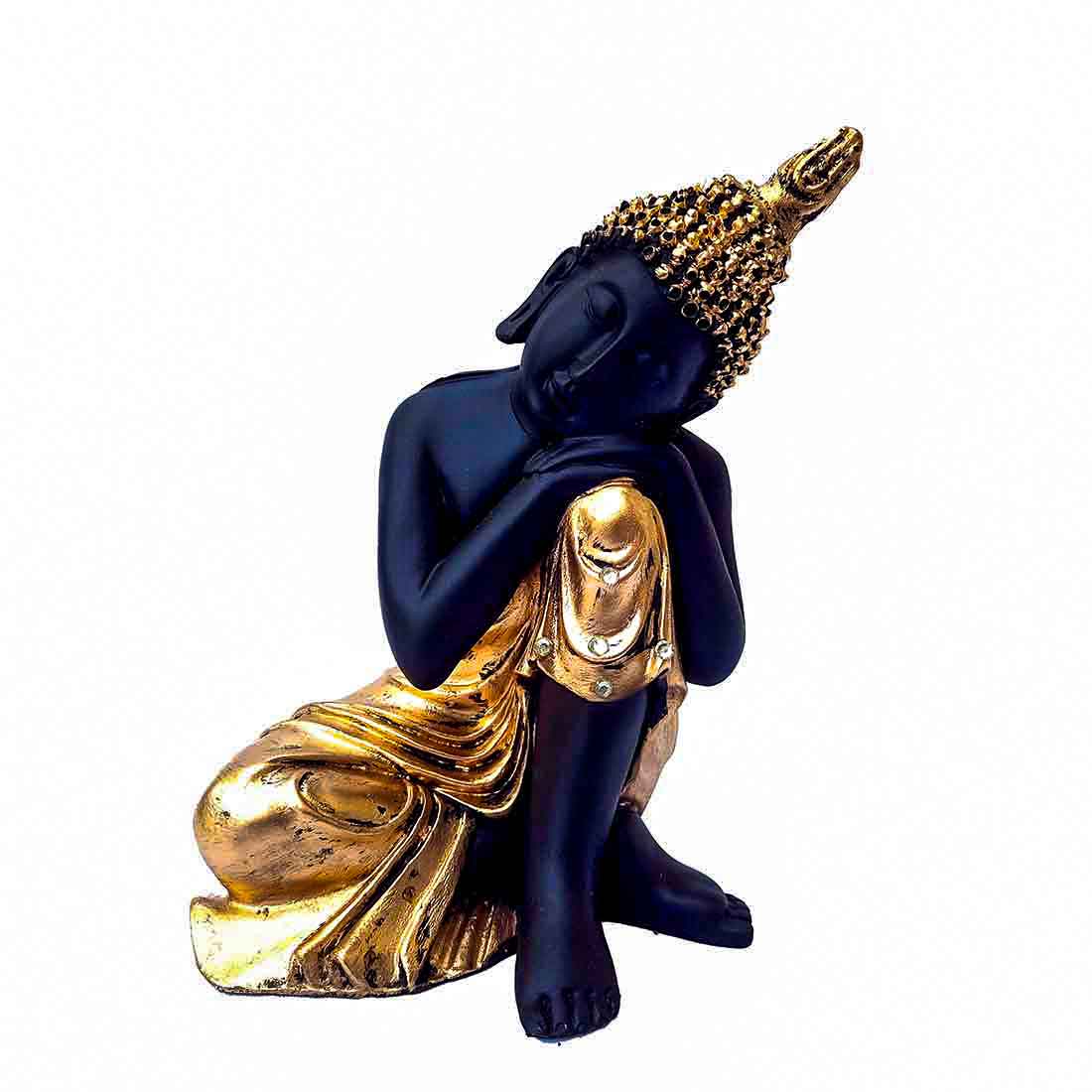 Golden Relaxing Buddha Statue - for Home Decor & Spiritual Living - 8 Inch - ApkaMart