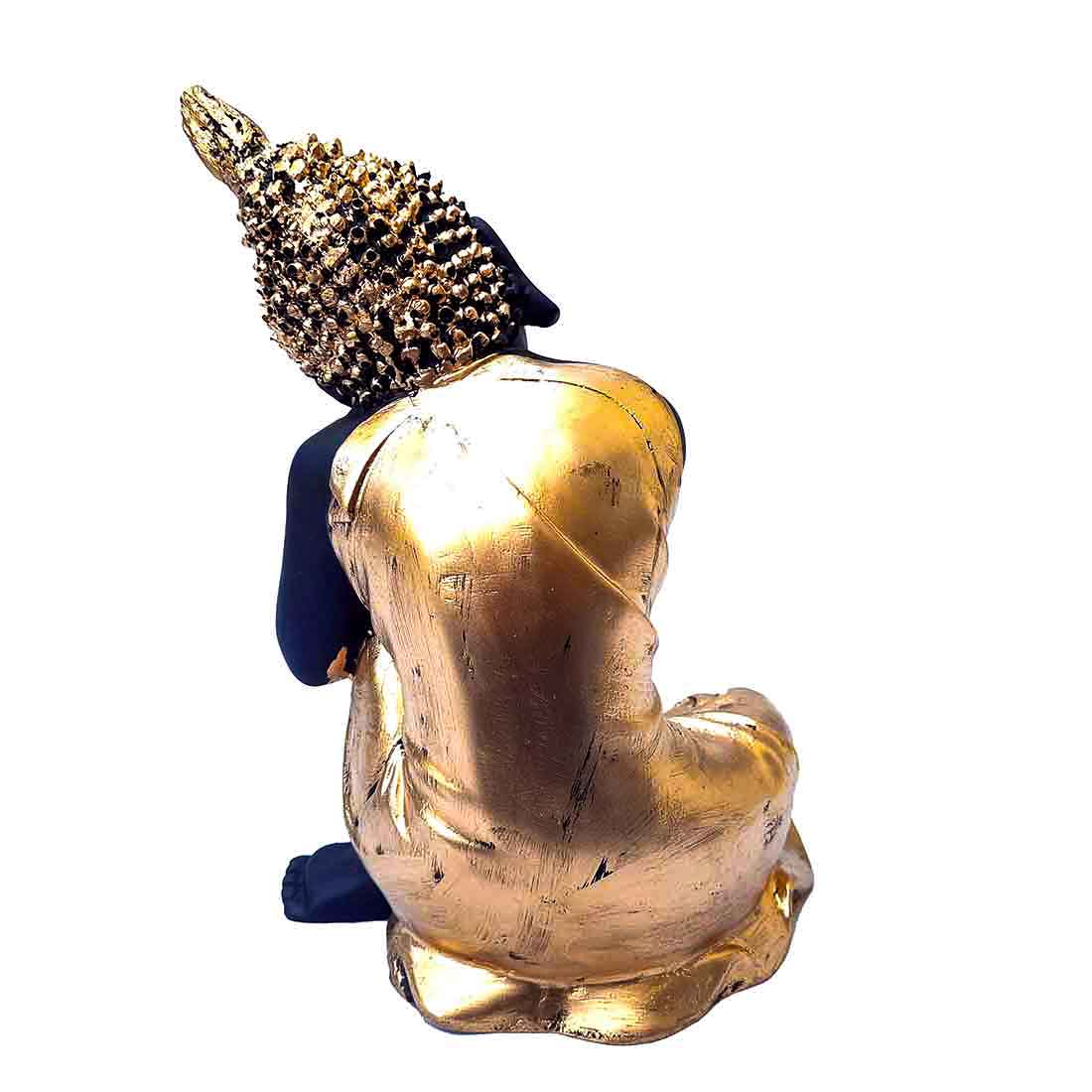 Golden Relaxing Buddha Statue - for Home Decor & Spiritual Living - 8 Inch - ApkaMart