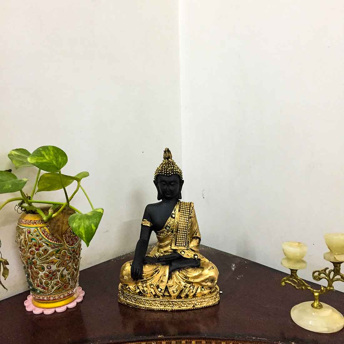 Golden Meditating Buddha Statue - for Peace and Harmony - 9 Inch - ApkaMart