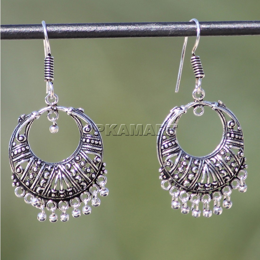 Earrings for Women - Traditional Chand Bali - Silver Oxidised - ApkaMart