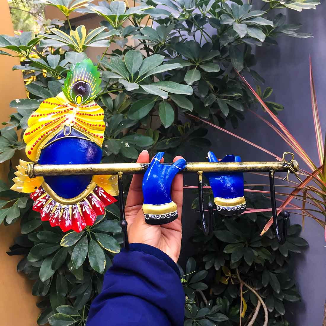 Key Hook Wall Hanging | Key Holder Stand - Krishna Design | Key Hanger Organiser - For Home, Entrance, Office Decor & Gifts - (3 Hooks) - Apkamart #Style_Design 2