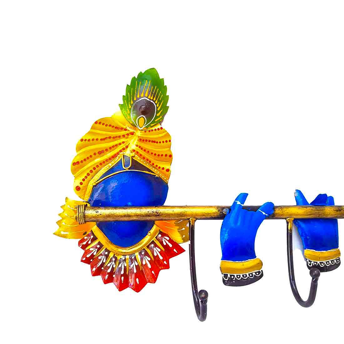 Key Hook Wall Hanging | Key Holder Stand - Krishna Design | Key Hanger Organiser - For Home, Entrance, Office Decor & Gifts - (3 Hooks) - Apkamart #Style_Design 2