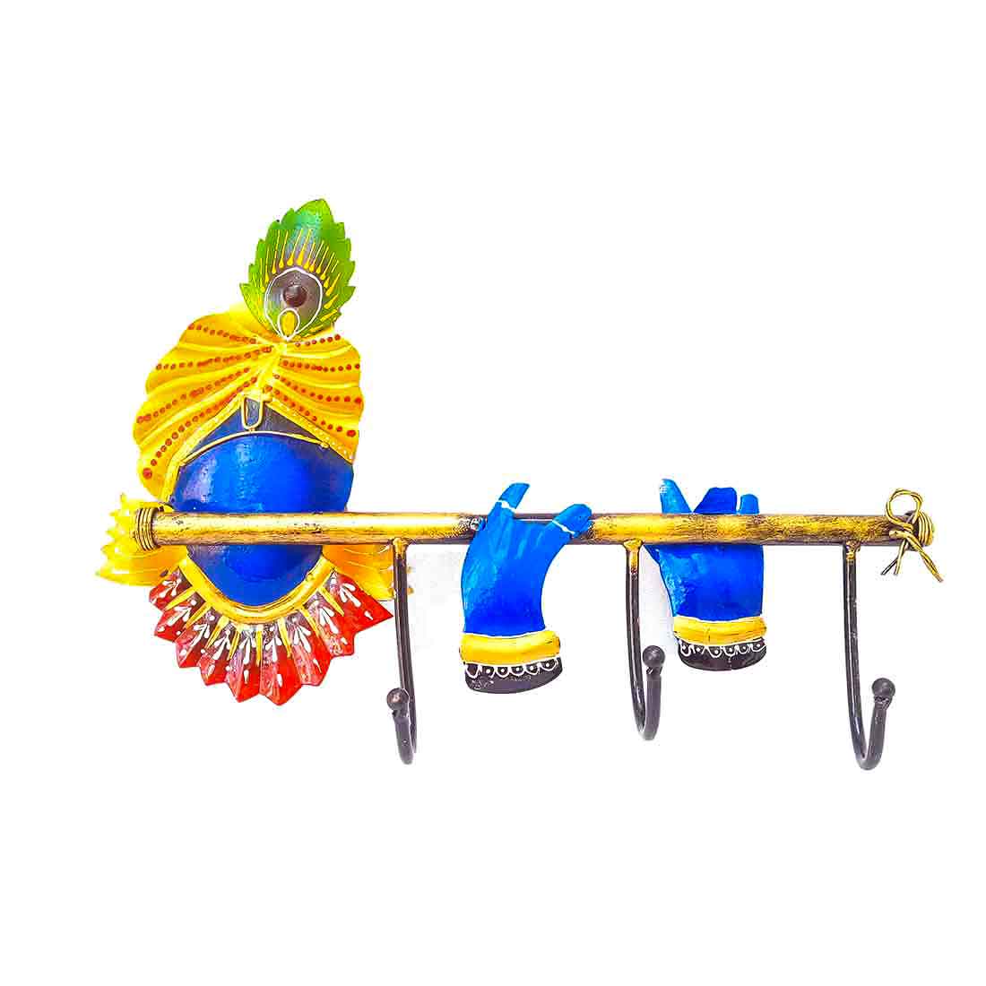 Key Hook Wall Hanging | Key Holder Stand - Krishna Design | Key Hanger Organiser - For Home, Entrance, Office Decor & Gifts - (3 Hooks) - Apkamart #Style_Design 2