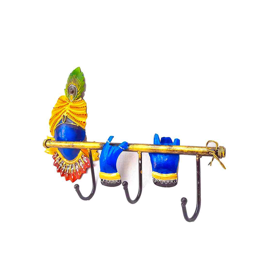 Key Hook Wall Hanging | Key Holder Stand - Krishna Design | Key Hanger Organiser - For Home, Entrance, Office Decor & Gifts - (3 Hooks) - Apkamart #Style_Design 2