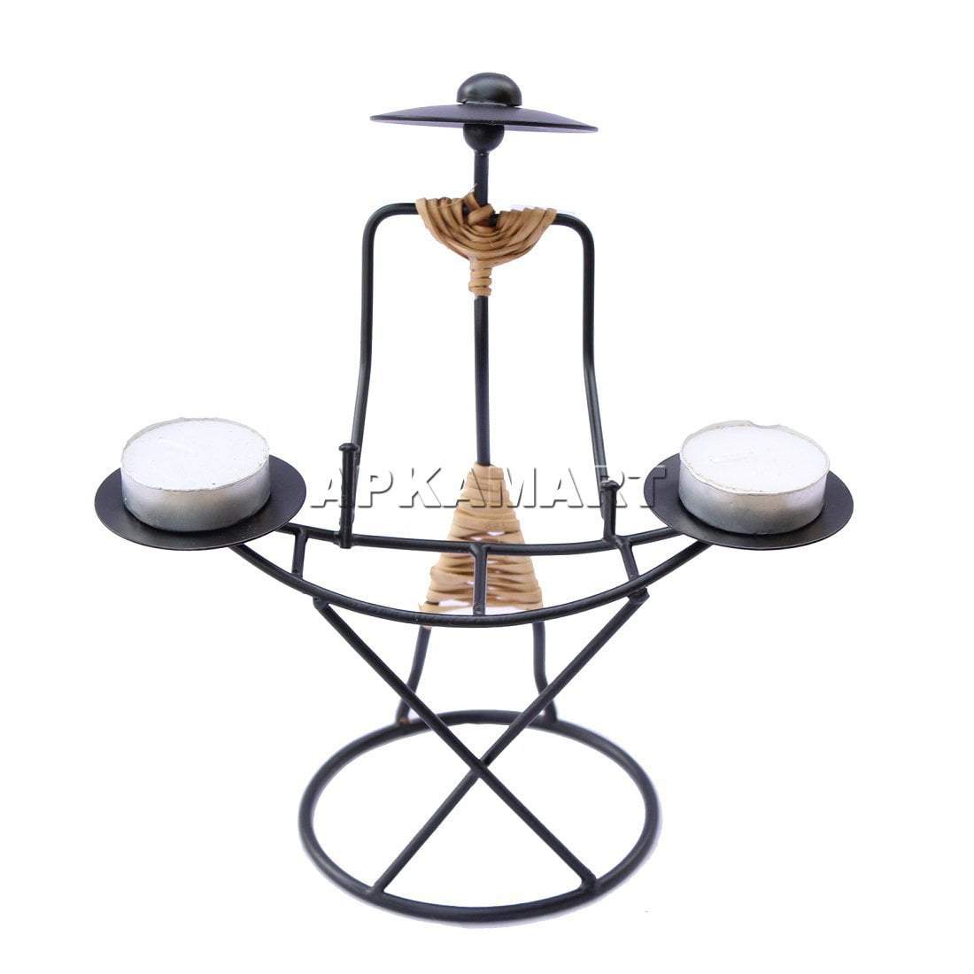 Metal Candle Holder - Lady Design - 8 Inch - ApkaMart