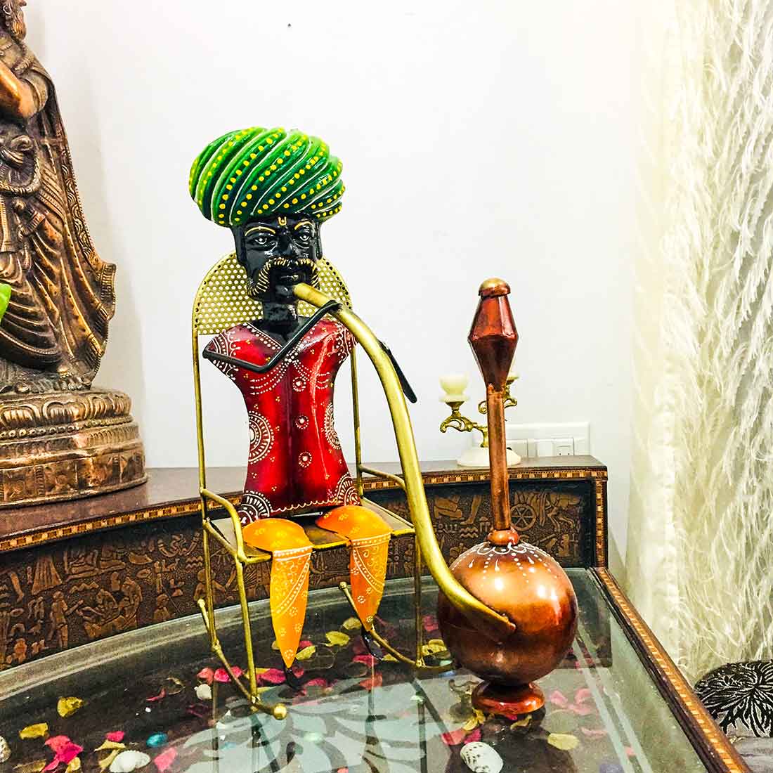 Man with Hukka - Antique Showpiece - For Table Decor & Gifts -17 Inch - ApkaMart