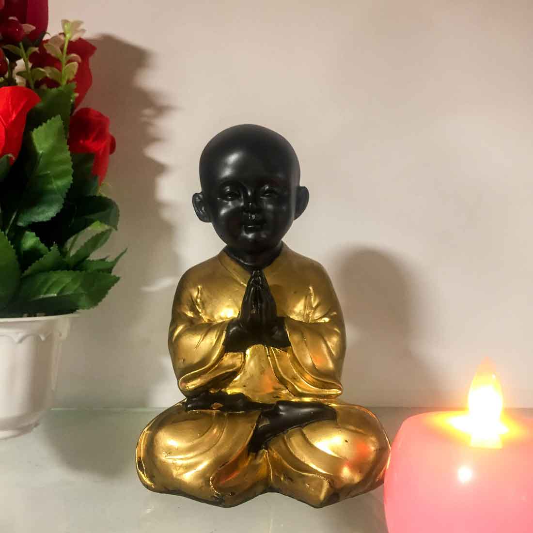 Meditating Baby Monk Showpiece - for Home & Garden Decor - 8 Inch - ApkaMart