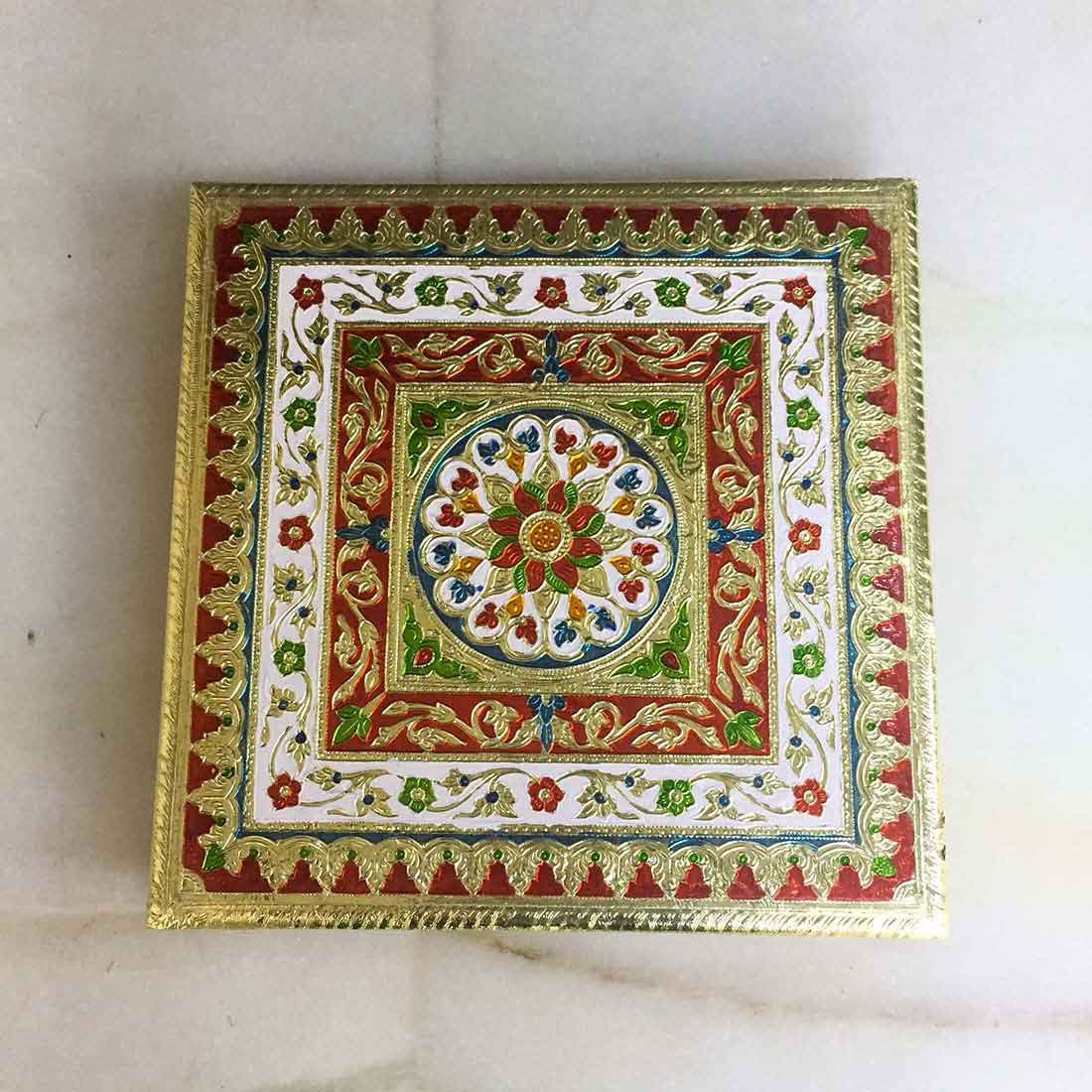 Meenakari Chowki Bajot - For Pooja Decoration -12 Inch - ApkaMart #Style_Design 1