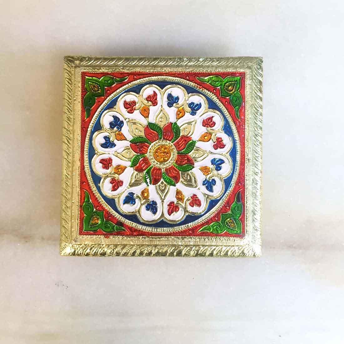 Minakari Chowki Bajot - For Puja Decoration & Gifts - 6 Inch - ApkaMart #Style_Design 1