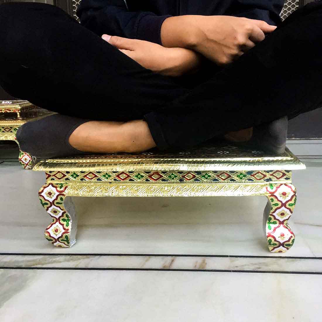 Minakari Chowki | Puja Bajot - For Diwali Pooja & Festive Decor - 18 Inch - ApkaMart