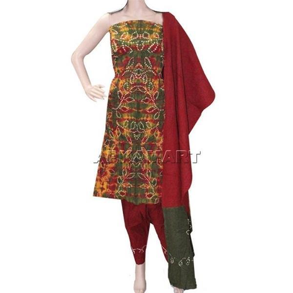Multicolor Tie and Dye Dress Material - ApkaMart