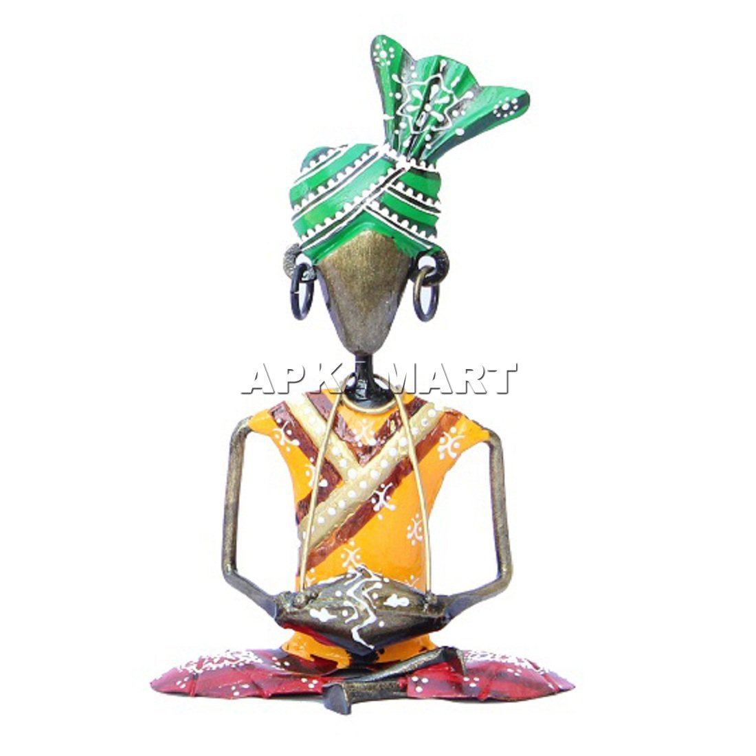 Table Decor | Musician Figurines - Musician Playing Dholak - 8 Inch - ApkaMart