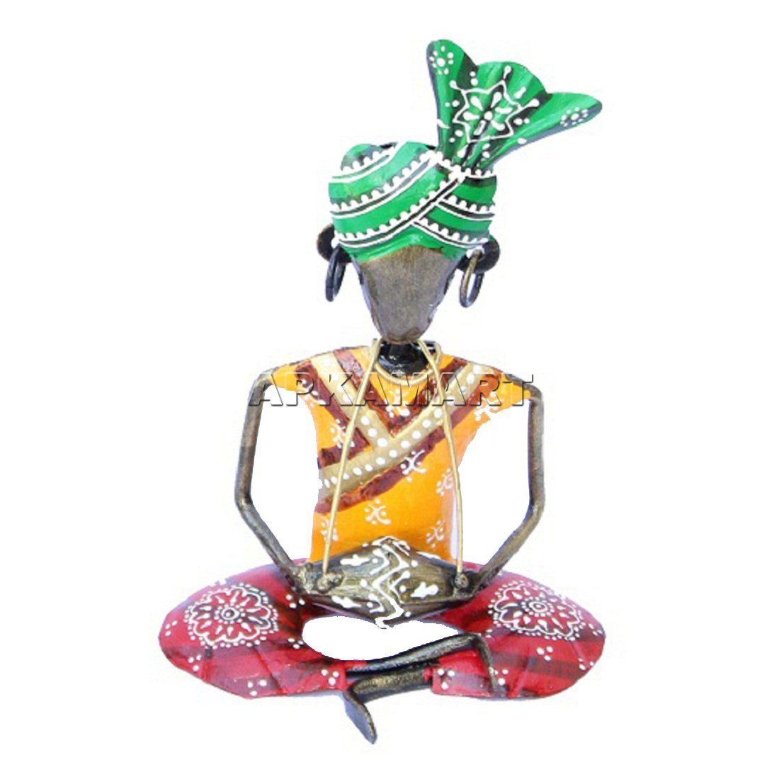 Table Decor | Musician Figurines - Musician Playing Dholak - 8 Inch - ApkaMart