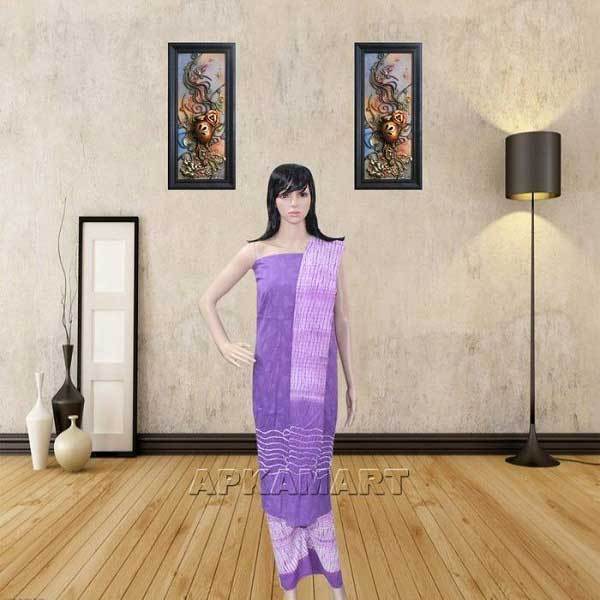 Purple and White Tie and Dye Dress Material - ApkaMart