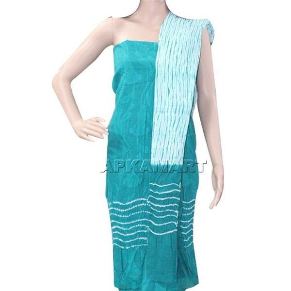 Sea Green and White Tie and Dye Dress Material - ApkaMart