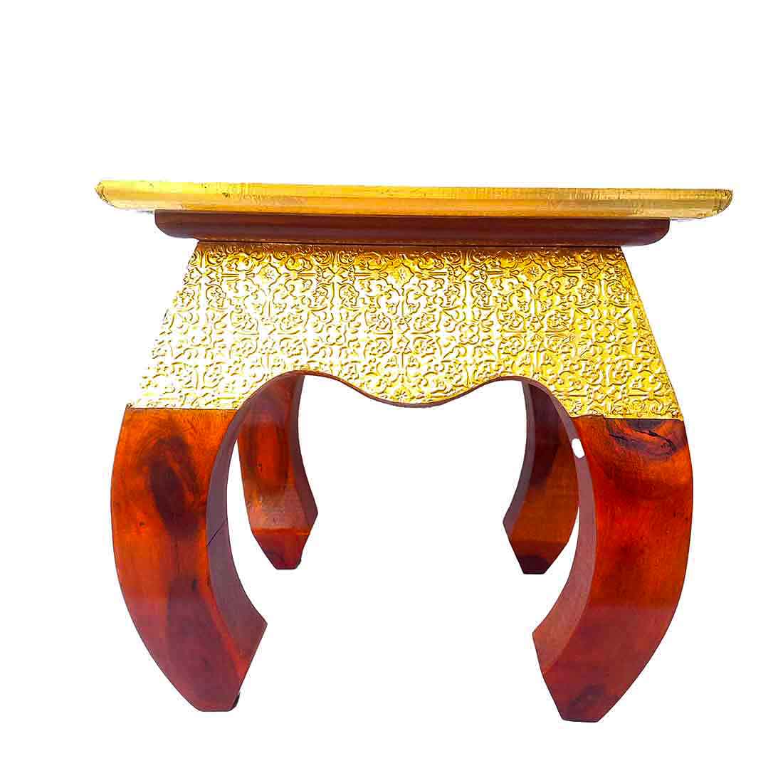 Brass Embellished | Wood Coffee Table | End Tables for Living Room - 14 Inches - ApkaMart