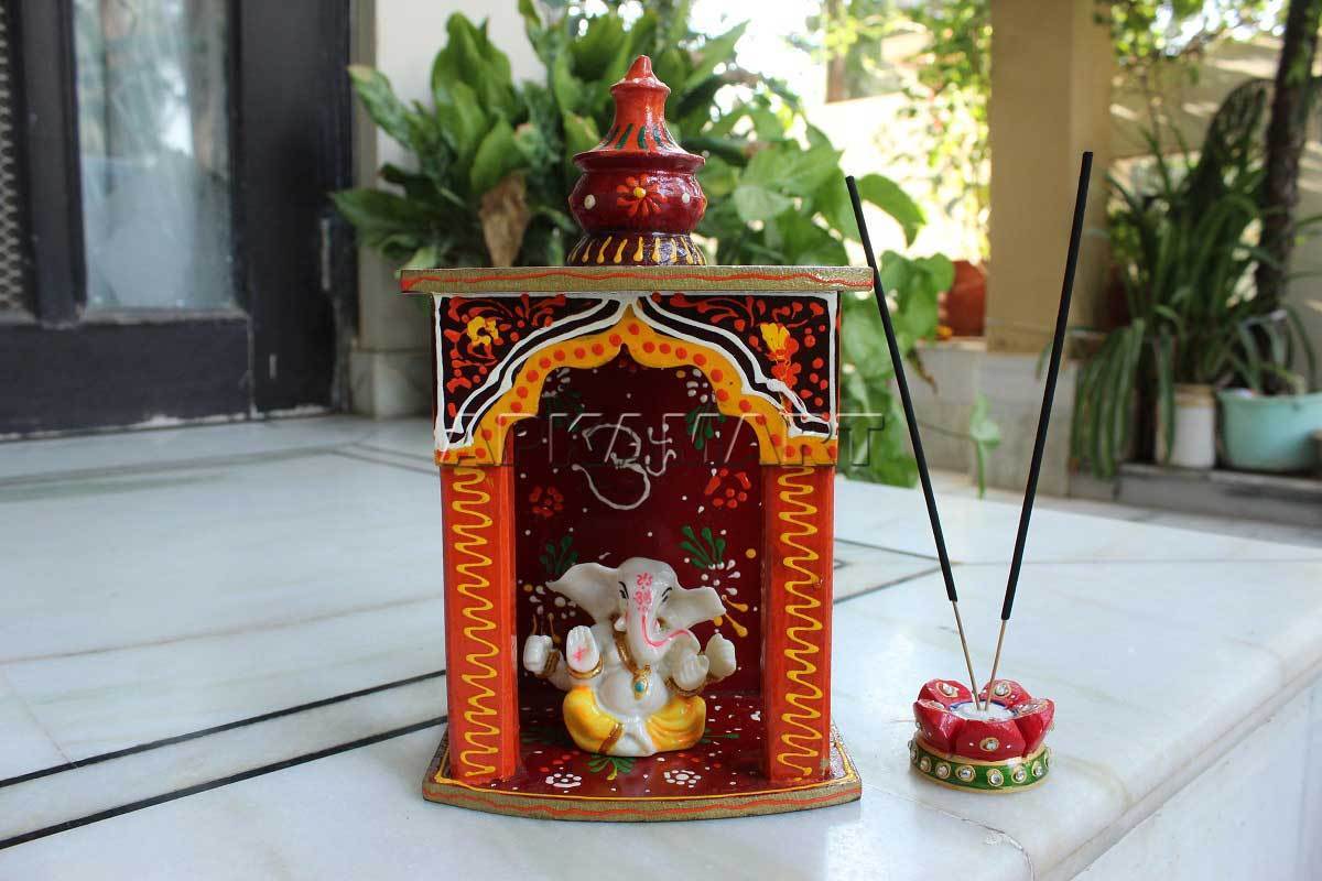 Small Temple for Home -Wooden Temple for Home - 10 inch - ApkaMart