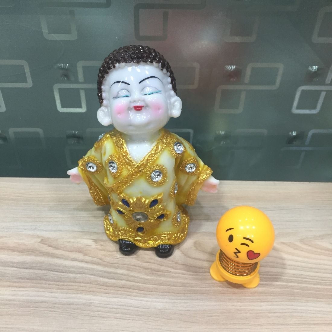 Baby Monk Showpiece - for Home & Garden Decor - 7 Inch - Set of 2 - ApkaMart