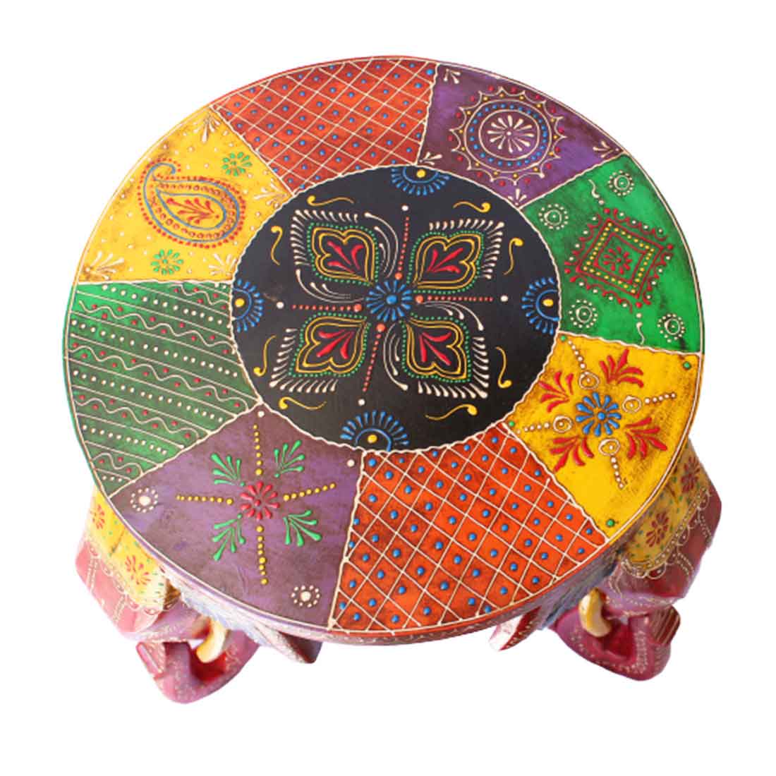 Wooden Side Table With Elephant Face Shape Legs - 15 Inches - ApkaMart