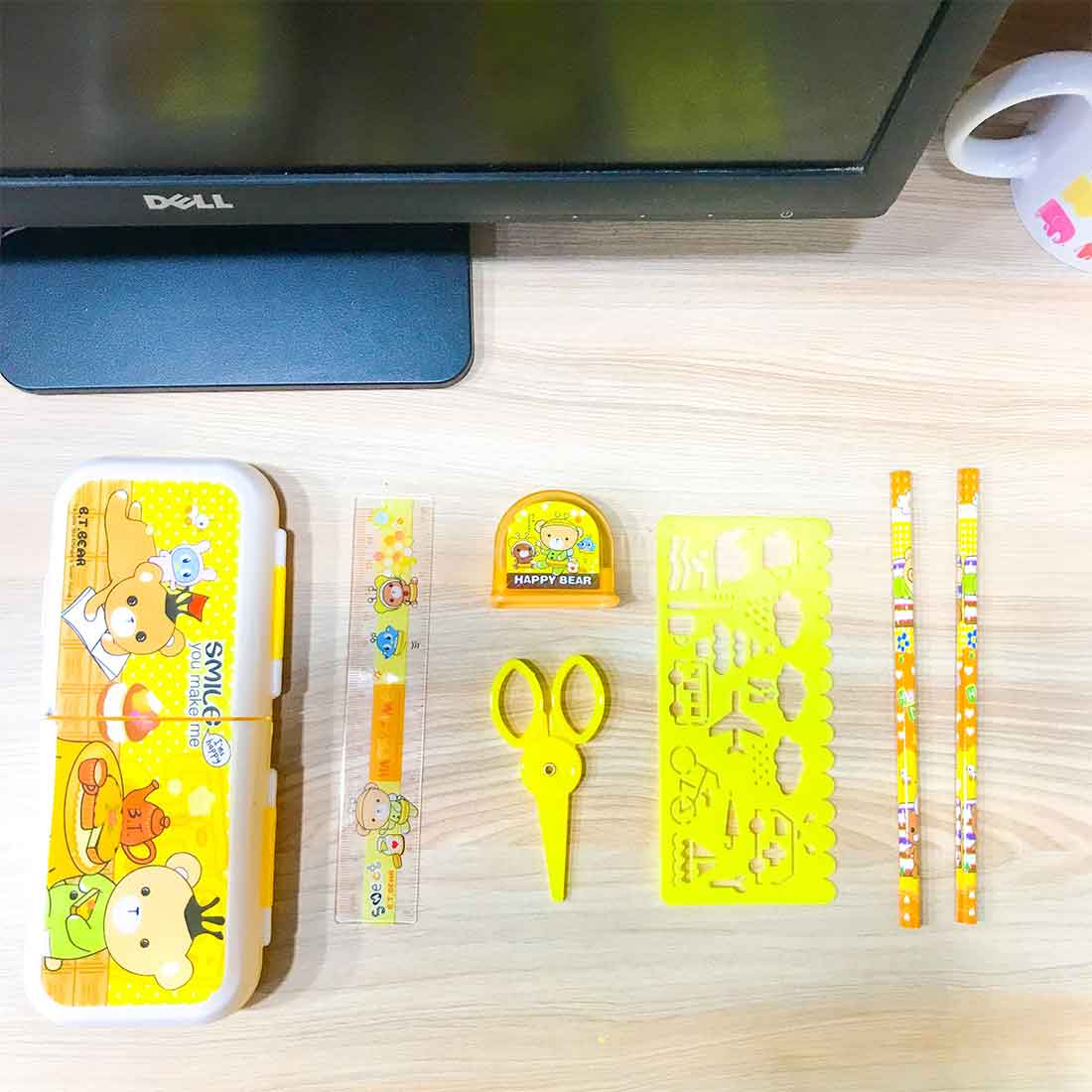 Stationery kit - Yellow Foldable Box with Stationary Items -for Kids, Children, Student, Office, Return Gifts - ApkaMart