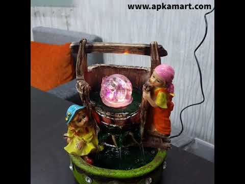 Table Top Water Fountain | Indoor Fountains with LED Lights Waterfall  - For Vastu, Table, Office, Living Room, Home Decor & Gifts | Wedding & House Warming Gift - 10 Inch - Apkamart #Style_Design 2