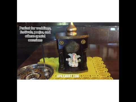 Pooja Mandir | Home Temple Wooden Wall Mounted | Hanging Puja Stand / Unit Small – For God, House, Puja Ghar, Office & Shop - 11 Inch - Apkamart #Style_Design 2