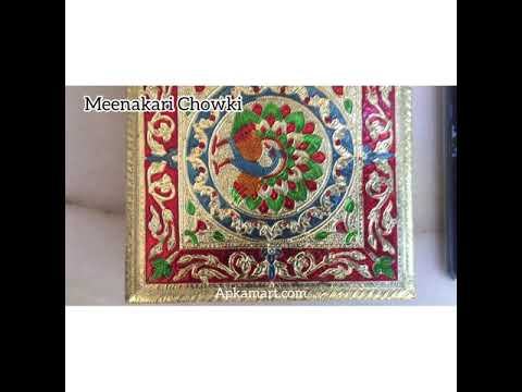 Minakari Chowki Bajot - For Pooja & Puja decoration - 8 Inch - ApkaMart #style_Design 1