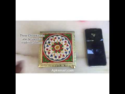 Minakari Chowki Bajot - For Puja Decoration & Gifts - 6 Inch - ApkaMart #Style_Design 1