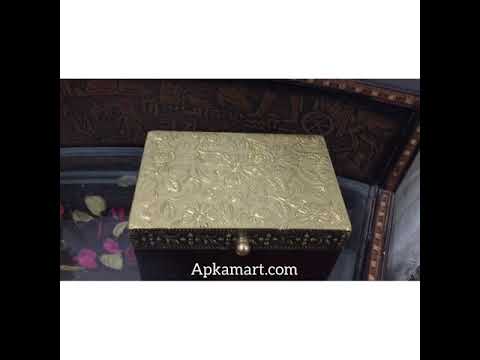 Wooden Jewellery Box with 2 Drawers | Handcrafted Organizer for Rings, Earrings, Bangles, Watches | Vanity Storage Box for Dressing Table, Home Decor & Gifts - 8 Inch - Apkamart #Style_Design 2