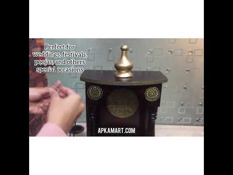 Pooja Mandir | Home Temple With Premium Wood Finish | Brass Puja Stand / Unit Wall Hanging – For Home, Ghar, Office, Shop - 18 inch - Apkamart