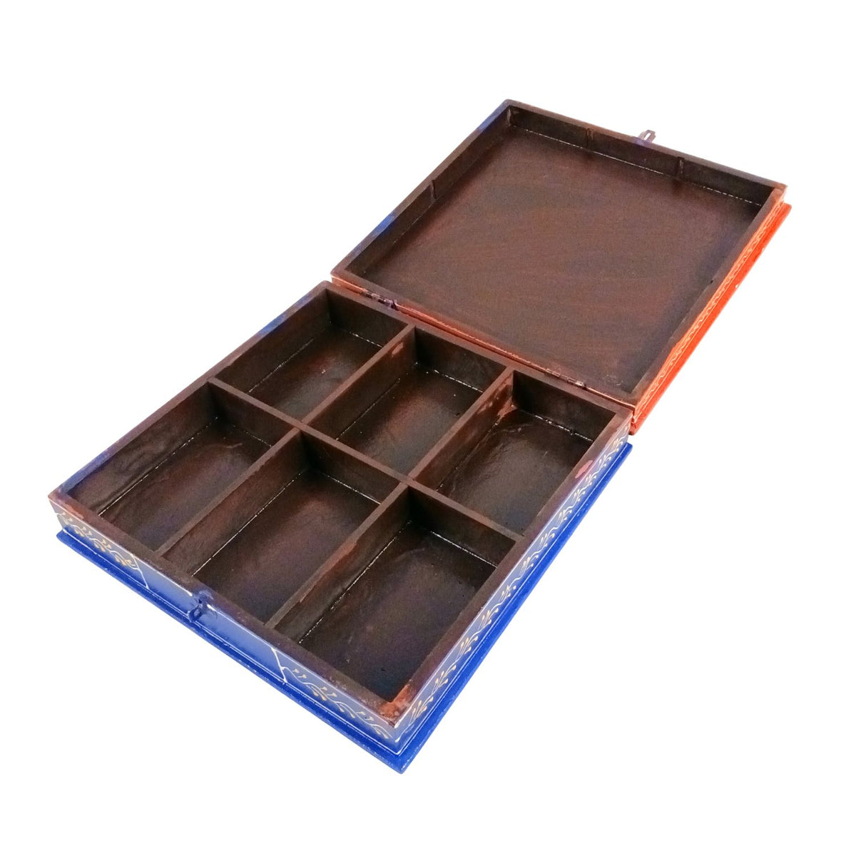 Wooden Dry Fruit Box - 6 Compartment- 10 Inch