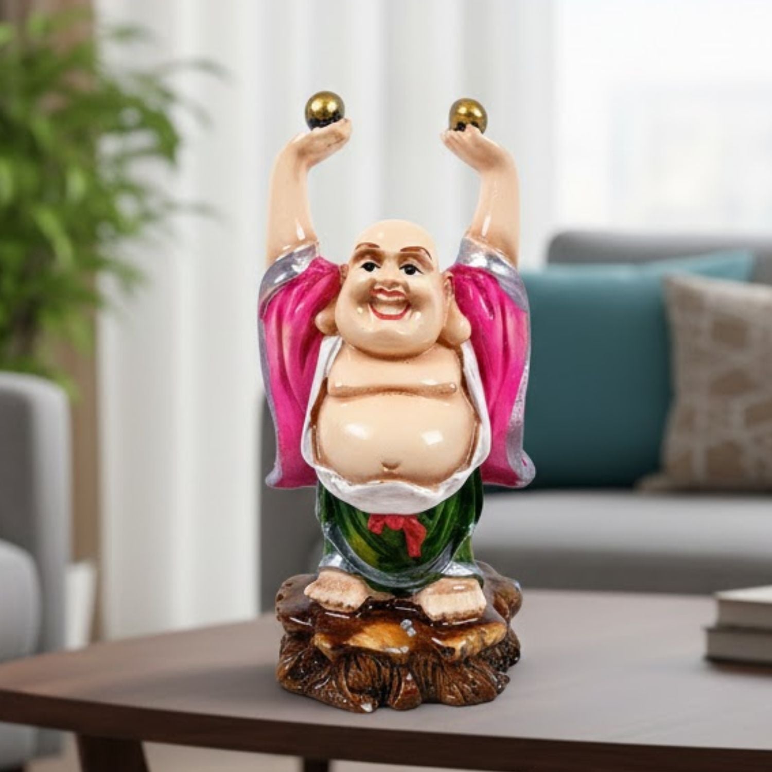  Laughing Buddha Statue | Monk Showpiece with Money Bag for Wealth | Good Luck, Victory, Success and Prosperity - For Home, Table & Office Decor & Gift - 5 Inch - Apkamart