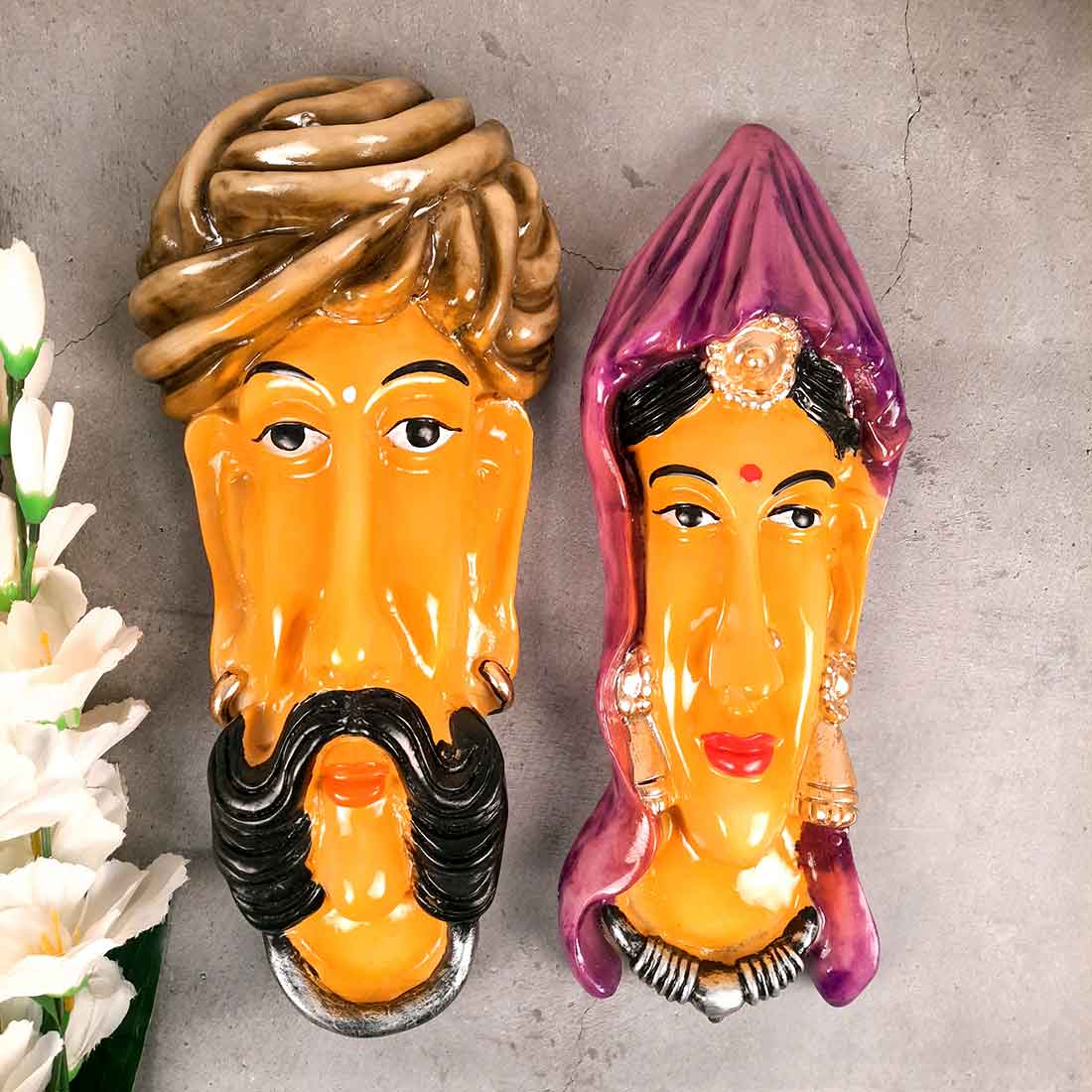 Man & Woman Face Wall Hanging - For Home, Wall Decor & Gifts - 15 Inch - Apkamart