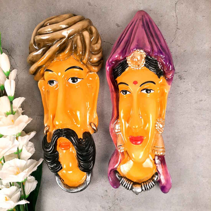Man & Woman Face Wall Hanging - For Home, Wall Decor & Gifts - 15 Inch - Apkamart
