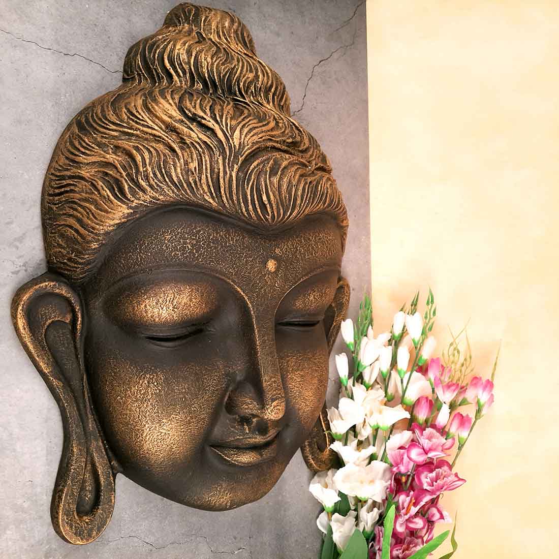 Buddha Face Wall Hanging | Big Buddha Wall decor - For Living Room, Home Decor & Gifts - 27 Inch