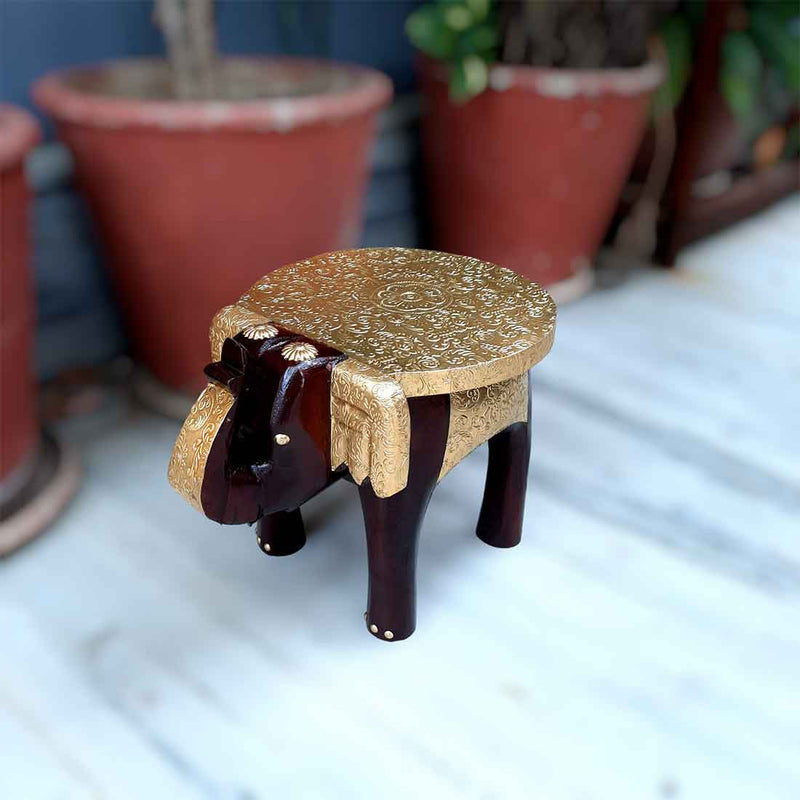 Elephant Showpiece - Small Stool - For Home Decor & Gifts - 8 Inch- Apkamart