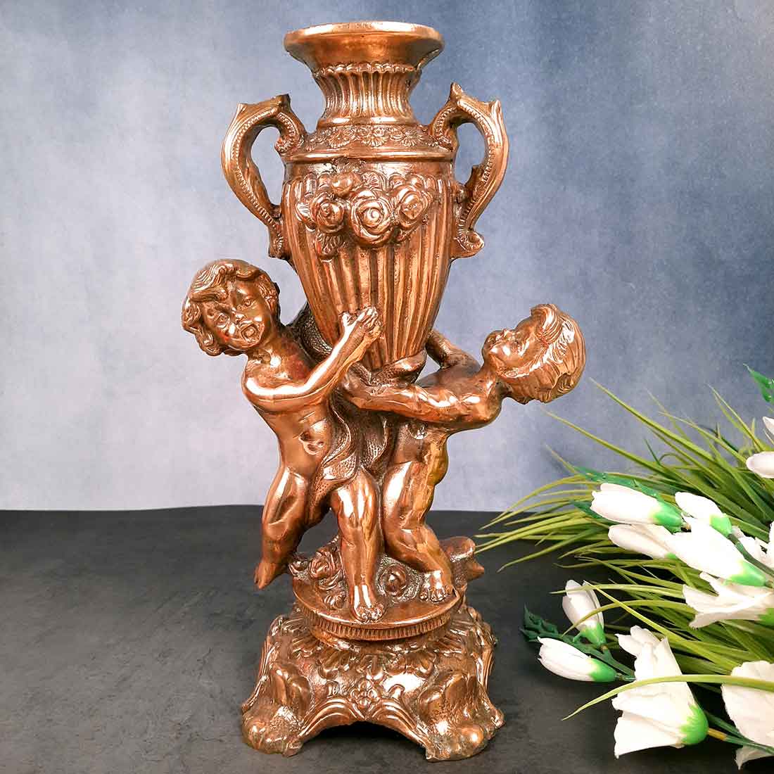 Vintage Vase | Flower Pot Metal - for Home Decoration & Gifts - 15 Inch- Apkamart