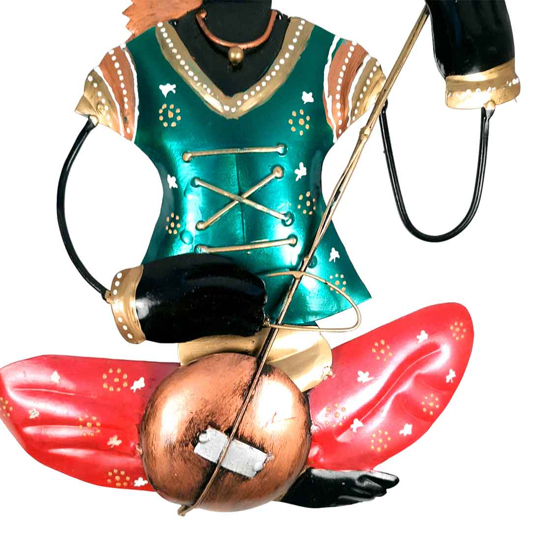 Krishna Musician Wall Hanging - Metal Wall Decor - 12 Inch (Set of 2)- Apkamart