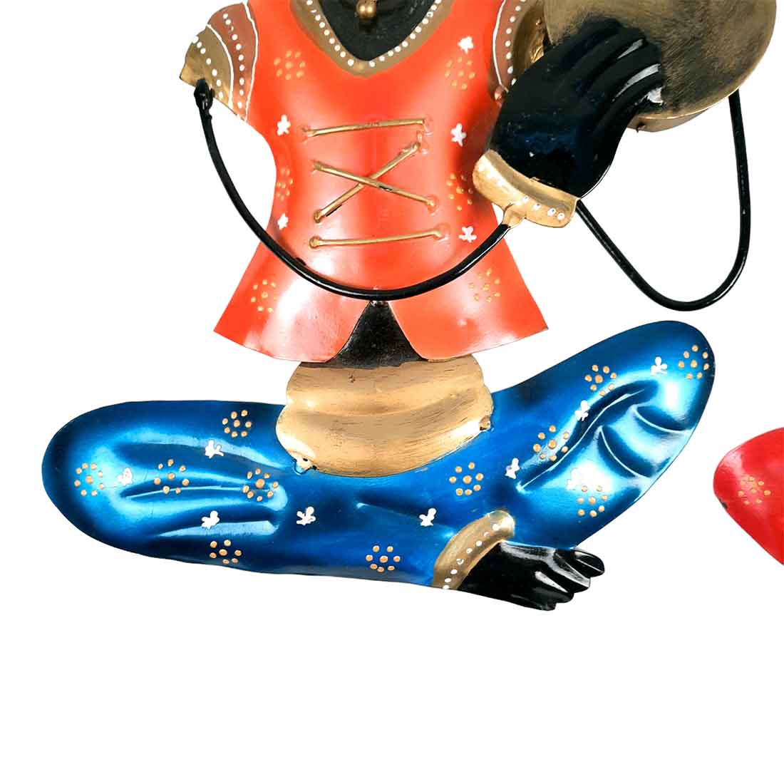 Krishna Musician Wall Hanging - Metal Wall Decor - 12 Inch (Set of 2)- Apkamart