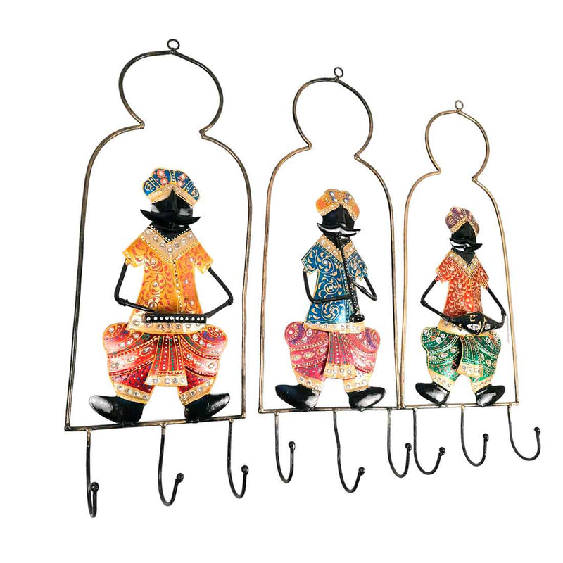 Metal Musician Key Holder - Unique Key Holder for Wall - 22 Inch (Set of 3)