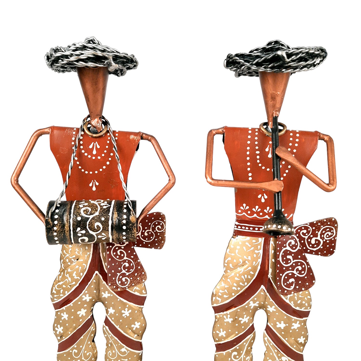 Musician Figurines - Musician Playing Dholak, Sitar & Shehnai - 14 Inch -Set of 3-Apkamart #style_Pack of 3