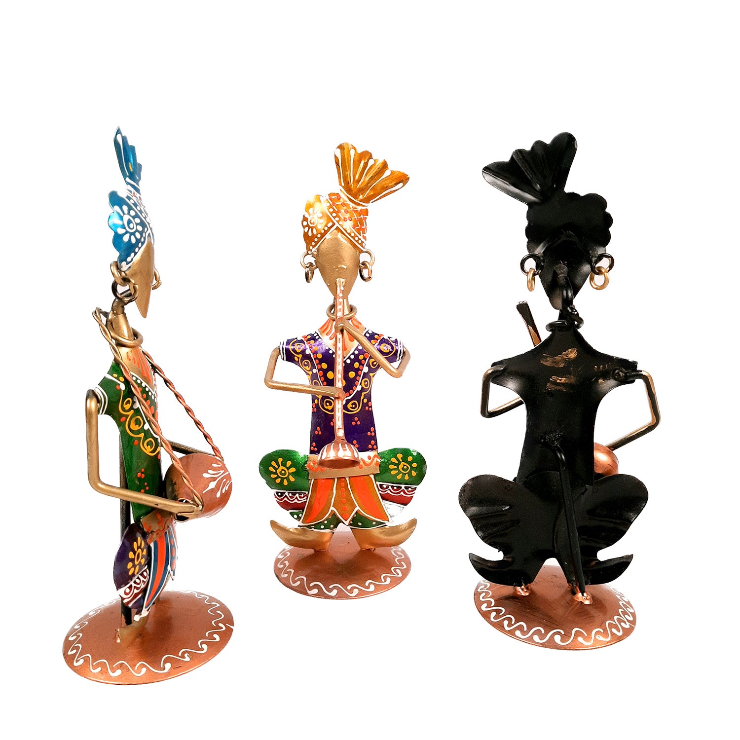 Pagdi Musician Human Figurines Showpiece - for Side Table Decoration - 8 inch-Apkamart #color_Golden