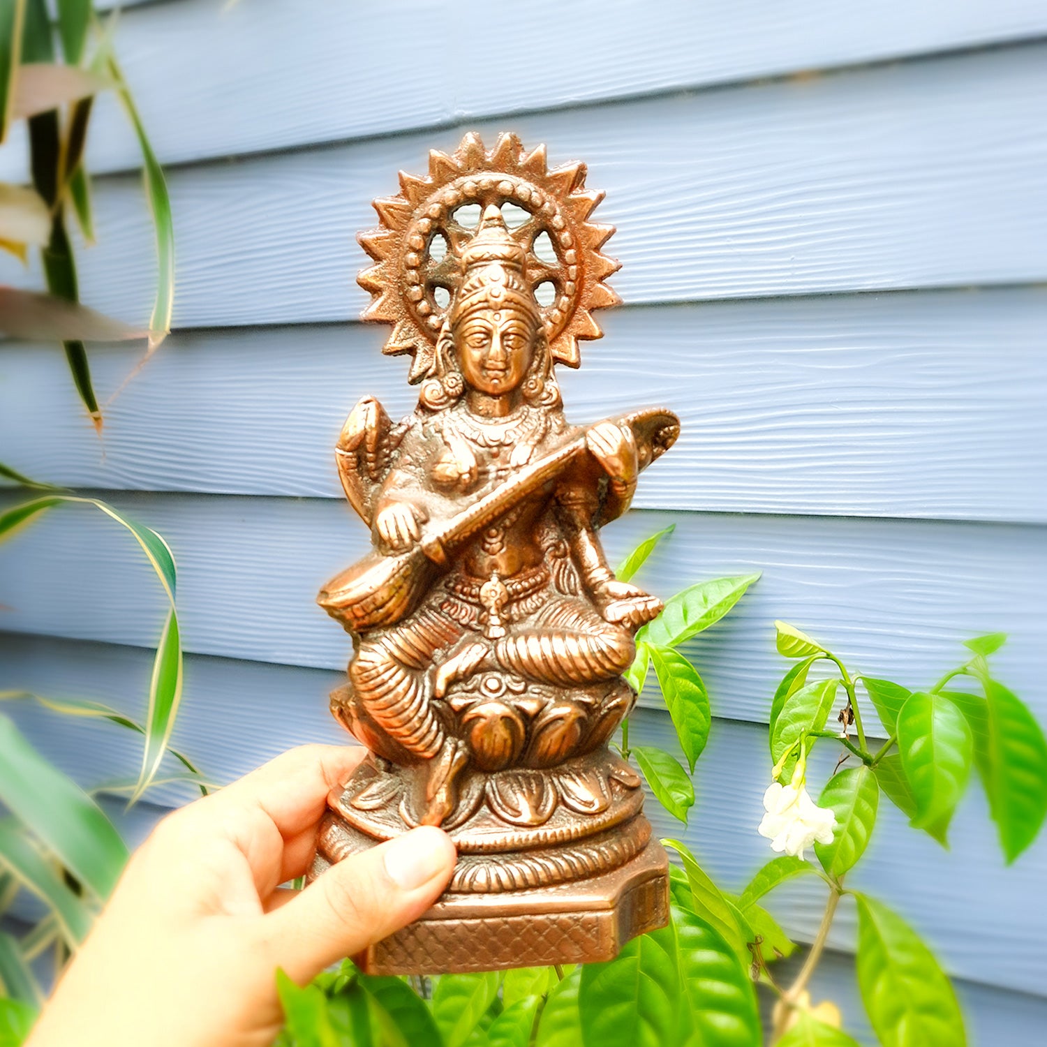 Goddess Saraswati Statue - For Home, Temple, School & Office Decor - 10 inch - apkamart