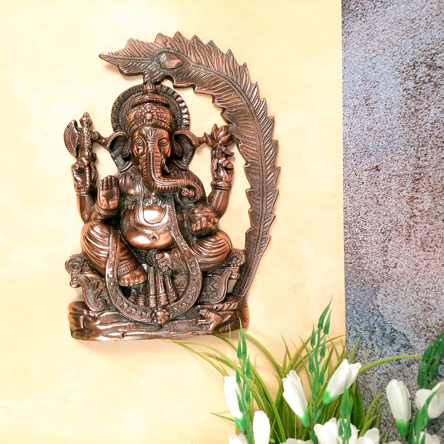 Ganesh Ji Wall Hanging | Ganpati Wall Statue - for Home, Wall Decor, Puja & Gifts -13 inch-Apkamart